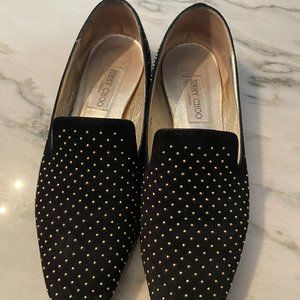 Jimmy.Choo Studded Suede Loafers, Size 39